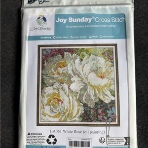 Joy Sunday White and Cream Rose Cross Stitch Kit BK